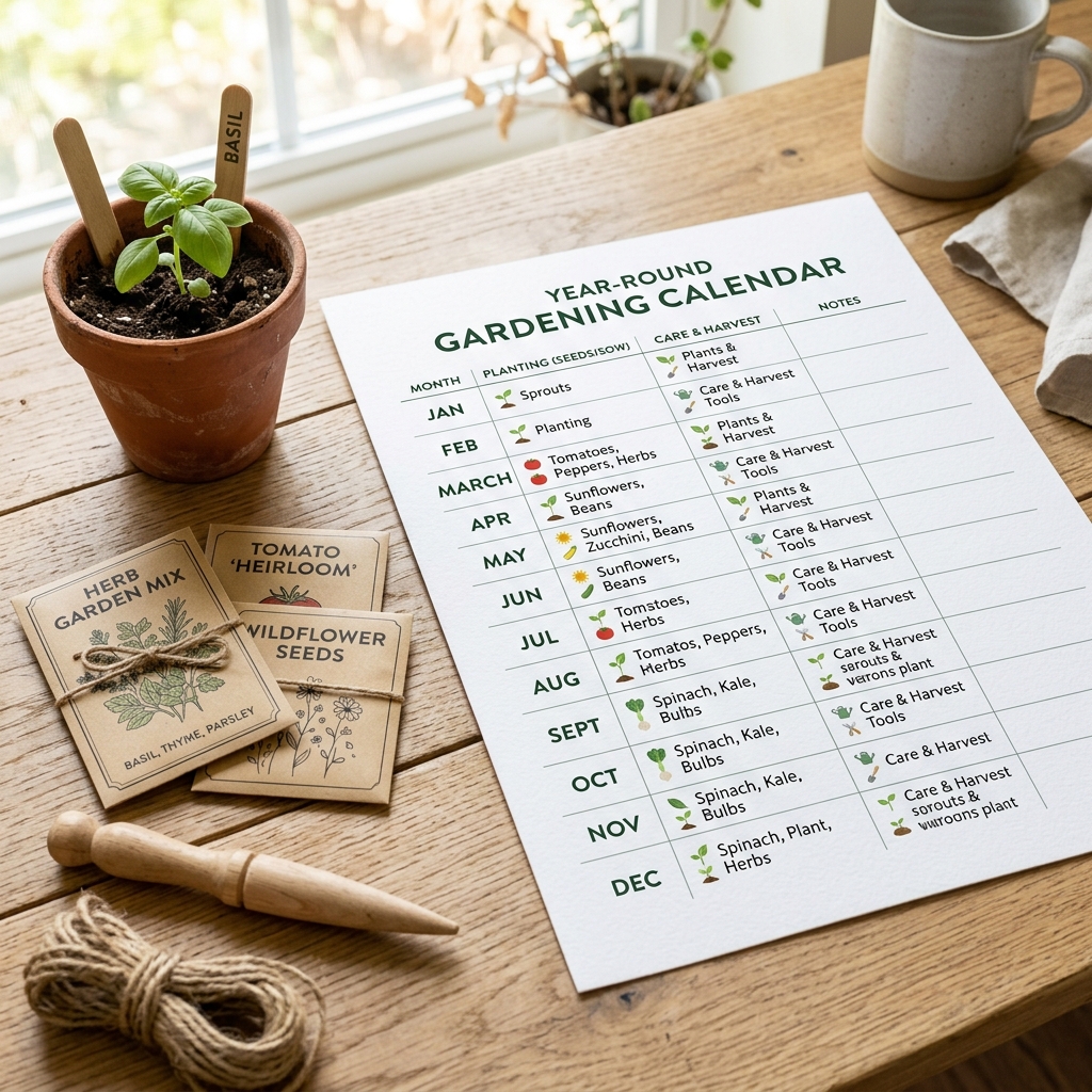 Calendrier du potager imprimé
